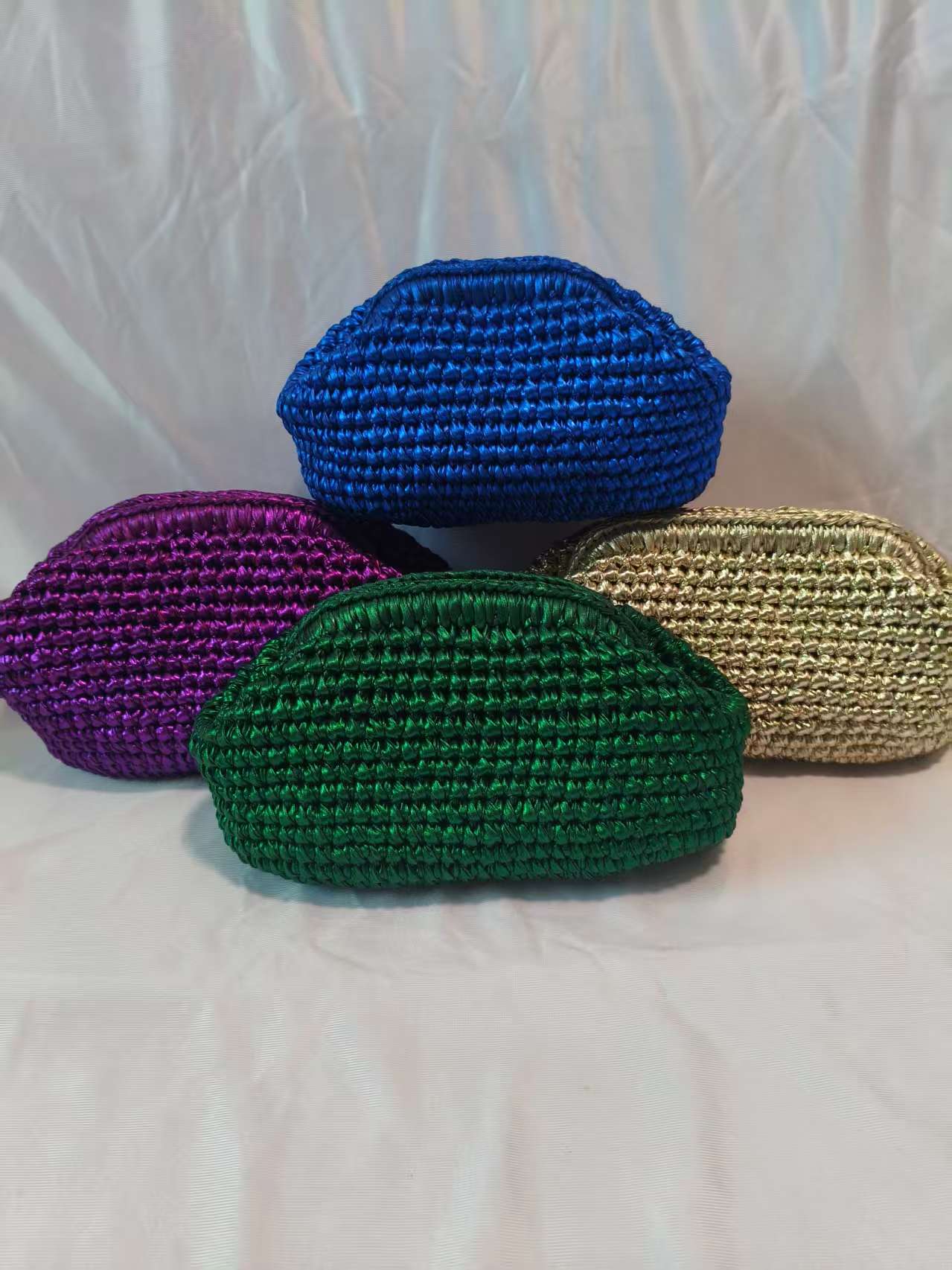 Tippet Line - Metallic Cloth Line Crochet Clip Bag